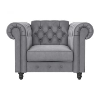Fotoliu gri deschis chesterfield cu tapițerie din catifea Felix – Støraa
