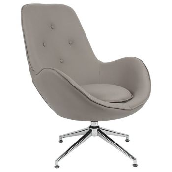 Fotoliu Kinetic material textil aspect capitonat gri maro - crom 81x78x104cm