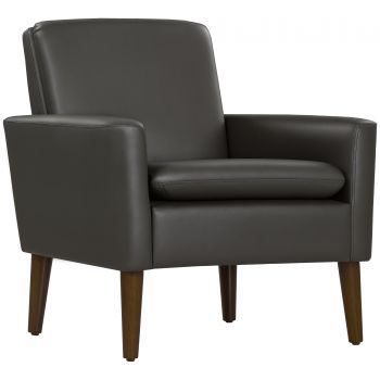 HOMCOM Fotoliu de Mobilier Capitonat, Fotoliu Modern din Imitație de Piele și Lemn, 75x78x81 cm, Maro