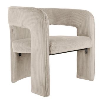 Fotoliu bej cu tapițerie din catifea reiată Vigor – Leitmotiv