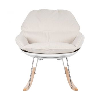 Fotoliu crem balansoar cu tapițerie din țesătură bouclé Rocky – White Label