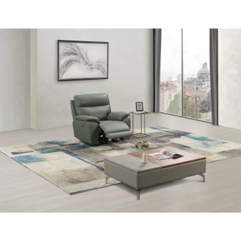Fotoliu cu Recliner Electric Klause, 101x93x101 CM, Piele Naturala, Grey-Blue