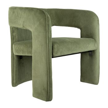 Fotoliu verde cu tapițerie din catifea reiată Vigor – Leitmotiv