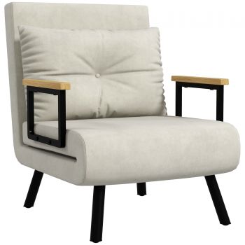 HOMCOM Canapele Extensibile Individuală Alb Crem 63x73x81 cm cu Pernă Extensibilă pe 5 Nivele | Aosom Romania HOMCOM Canapele Extensibile Individuală Alb Crem 63x73x81 cm cu Pernă Extensibilă pe 5 Nivele | Aosom Romania