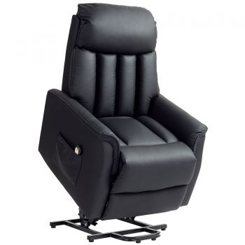 HOMCOM Fotoliu Electric Rabatabil până la 145° din Piele Ecologică cu Telecomandă, 80x94x104 cm, Negru | Aosom Romania