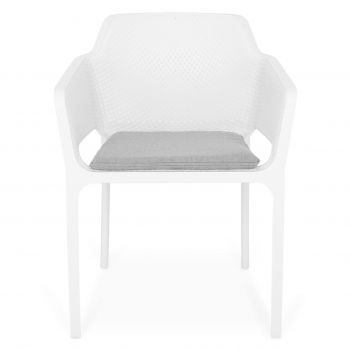 Scaun pentru gradina/terasa Bailey, 61.5x58.5x79.5 cm, polipropilena/poliester, alb/gri