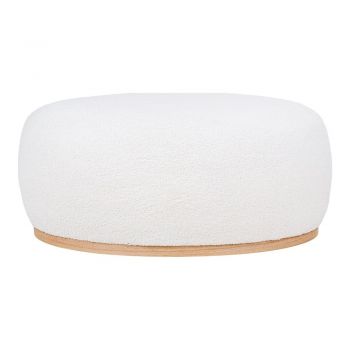 Taburet alb cu tapițerie din țesătură bouclé Manhattan – House Nordic