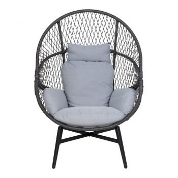 Fotoliu de grădină negru/gri din ratan artificial Rosario – House Nordic