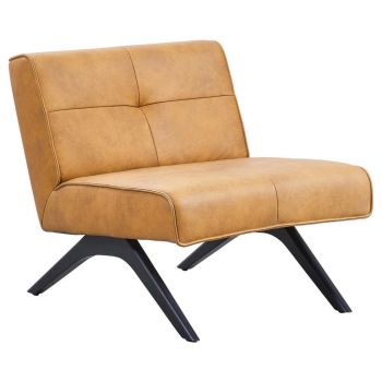 Fotoliu din piele, galben curry