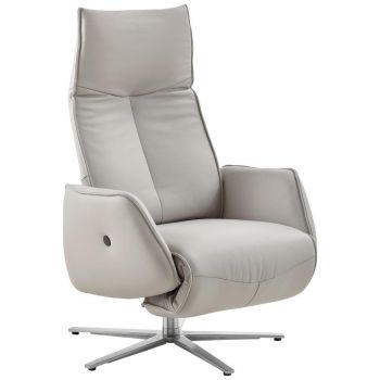 SCAUN DE RELAXARE din piele, gri deschis