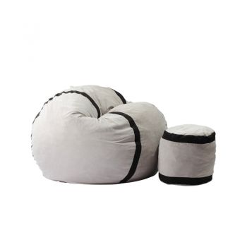 Set Fotoliu King Size cu Otoman (suport picioare), Material Textil - Angora Grey