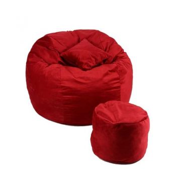 Set Fotoliu King Size cu Otoman (suport picioare) si Perna, Material Textil - Red Diamond