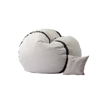 Set Fotoliu King Size cu Perna, Material Textil - Angora Grey