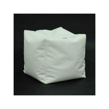 Taburet Cub, Material Piele ecologica - Alb
