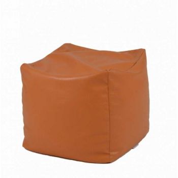 Taburet Cub, Material Piele ecologica - Brown Taburet Cub, Material Piele ecologica - Brown