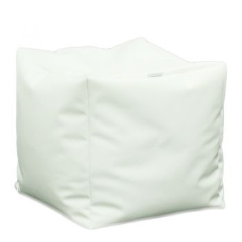 Taburet Cub XL, Material Piele ecologica - Alb