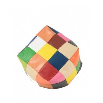 Taburet Cub XL, Material Piele ecologica - Mozaic