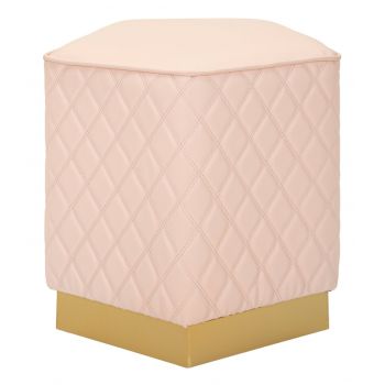 Taburet Sharon, Mauro Ferretti, 38x38x38 cm, piele ecologica/lemn de pin/metal, roz/auriu