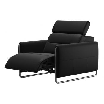 Fotoliu recliner Stressless Emily Arm Steel brate crom tapiterie piele Batik Black