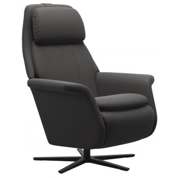 Fotoliu recliner Stressless Sam baza Sirius Power Heating Massage picioare negru mat tapiterie piele Paloma Rock