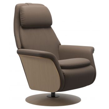 Fotoliu recliner Stressless Sam Wood baza Disc Power Heating Massage picioare oak tapiterie piele Batik Mole