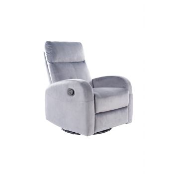 Fotoliu Recliner tapitat cu stofa Oleda Velvet Gri, l72xA80xH101 cm