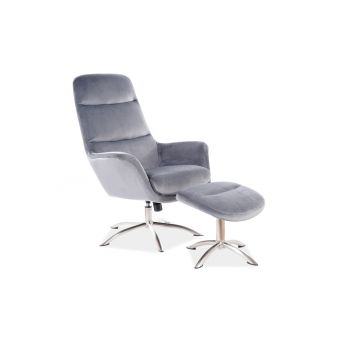 Fotoliu Relaxare tapitat cu stofa + Taburet Nixon Velvet Gri, l68xA73xH110 cm Fotoliu Relaxare tapitat cu stofa + Taburet Nixon Velvet Gri, l68xA73xH110 cm