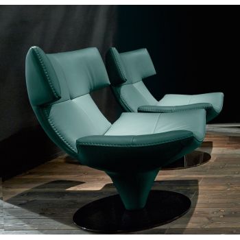 Fotoliu rotativ Gamma Dandy Harley piele Piuma E533 HandMade in Italy