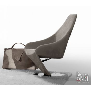 Fotoliu rotativ Gamma Dandy Lobster PNA piele Nabuk H258 HandMade in Italy