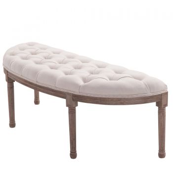 HOMCOM Banca pentru Capatul patului cu Structura de Lemn si Capitonata in Stil Chesterfield, Beige, 140,5x51x48cm