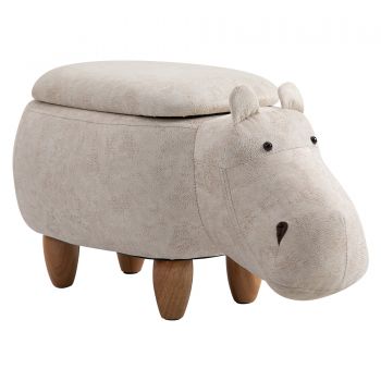 HomCom scaun copii, cu depozitare, hipopotam, 65x35x36cm | AOSOM RO