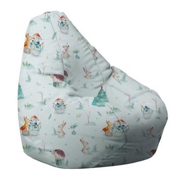 Fotoliu Nirvana Hobbit Pufrelax, Material Impermeabil - Winter Wonderland
