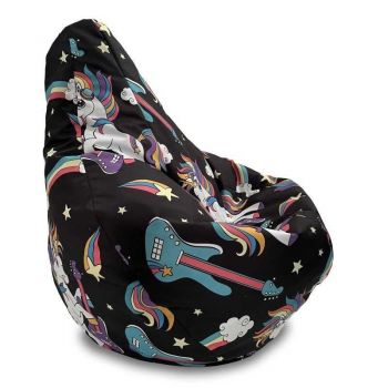 Fotoliu puf copii, Nirvana Light, Material impermeabil - Unicorns Rock