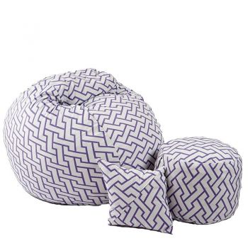 Set Fotoliu Matusalem cu Otoman (suport picioare) si Perna, Material Textil - Zappity Purple
