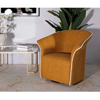 Fotoliu rotativ Senape Siena Swivel, Mauro Ferretti, 83.5x66x80 cm, fier/poliester, galben mustar