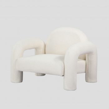 Fotoliu Sedia, Homla, 95x88x70 cm, metal/MDF/tesatura teddy boucle, ecru