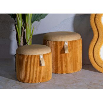 Set 2 taburete cu spatiu depozitare Bolzano, Mauro Ferretti, 38x38 cm/32x32 cm, MDF/poliester, galben