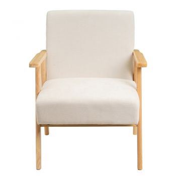Fotoliu alb cu tapițerie din chenille Vintage – Casa Selección