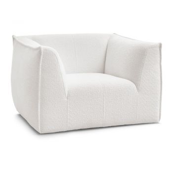 Fotoliu alb cu tapițerie din țesătură bouclé Giorgia – Bobochic Paris