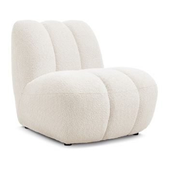 Fotoliu alb cu tapițerie din țesătură bouclé Janissaire – Bobochic Paris