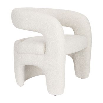 Fotoliu alb cu tapițerie din țesătură bouclé Nova – White Label