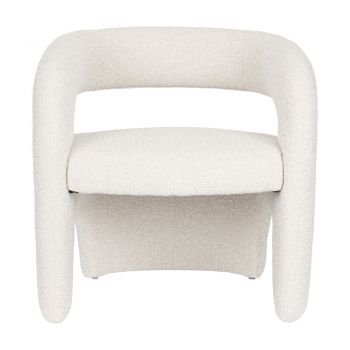 Fotoliu alb cu tapițerie din țesătură bouclé Nova – White Label