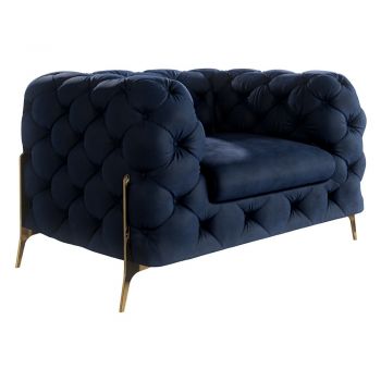 Fotoliu albastru închis cu tapițerie din catifea Chelsea Bis – Ropez