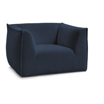 Fotoliu albastru închis cu tapițerie din țesătură bouclé Giorgia – Bobochic Paris