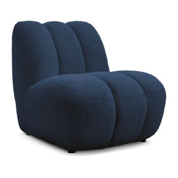 Fotoliu albastru închis cu tapițerie din țesătură bouclé Janissaire – Bobochic Paris