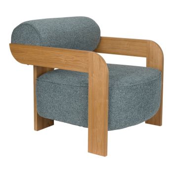 Fotoliu albastru prăfuit cu tapițerie din țesătură bouclé Oolong – Zuiver