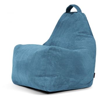 Fotoliu bean bag albastru cu tapițerie din catifea reiată Play Amuse – SLOWDOWN