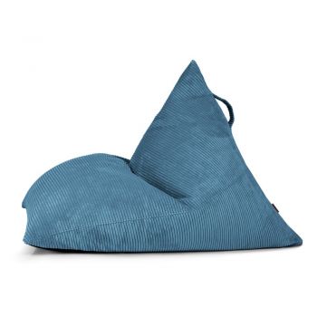 Fotoliu bean bag albastru cu tapițerie din catifea reiată Razz – SLOWDOWN