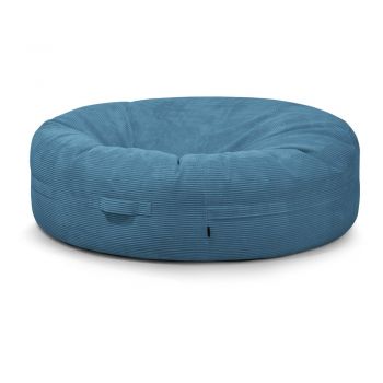 Fotoliu bean bag albastru cu tapițerie din catifea reiată Roll 190 – SLOWDOWN