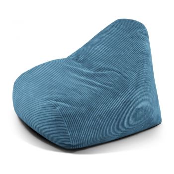 Fotoliu bean bag albastru cu tapițerie din catifea reiată Snug 100 – SLOWDOWN